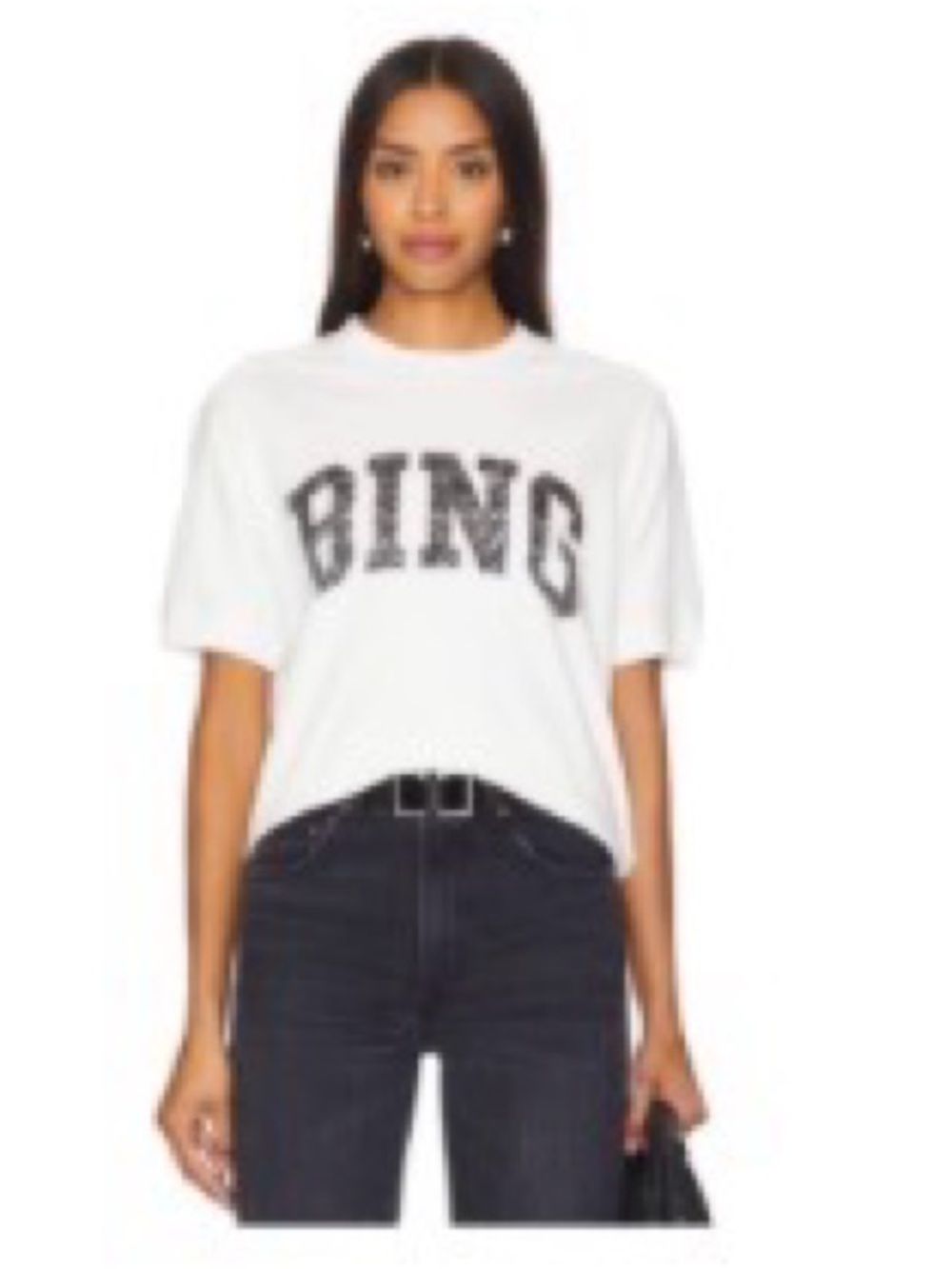 Anine Bing White 'BING' Short Sleeve Logo Tee
